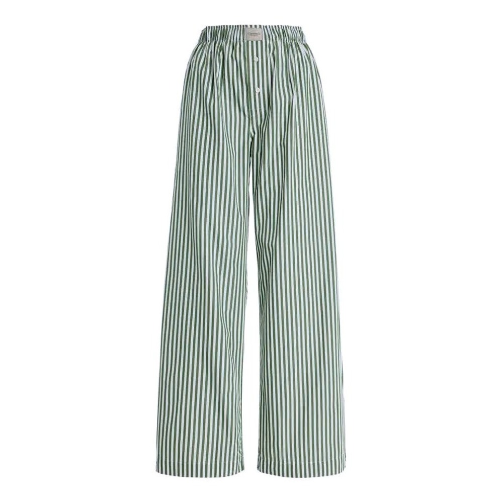 Comme Si La Classica La Boxer Alta Green Striped Wide Leg Boxer Pants Small